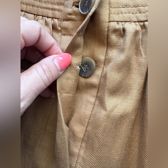J Crew women’s Dorrie Linen Blend mini Skirt camel color sz 0 preloved - Picture 7 of 10